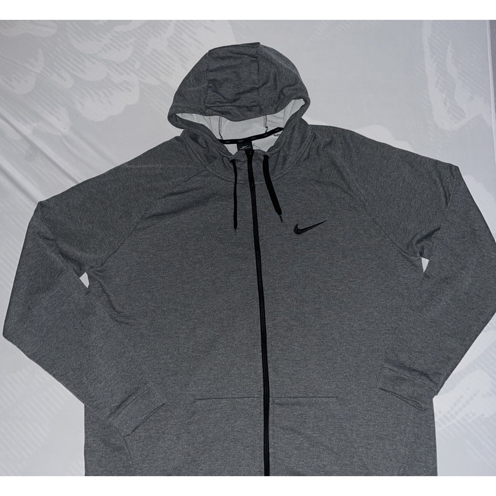 Nike Pro Dri-FIT Full Zip Hoodie Mens 3XL Gray Training Athletic Jacket